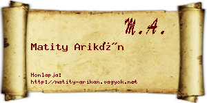 Matity Arikán névjegykártya